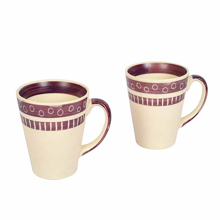 Mug Ceramic Magenta Polka - Set of 2 (4x3.2x4.1") - Dining & Kitchen - 2