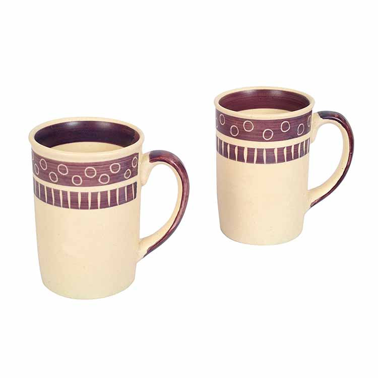 Mug Ceramic Magenta Polka - Set of 2 (4x3x4") - Dining & Kitchen - 2