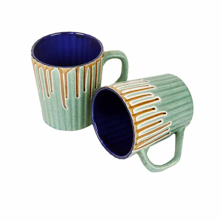 Turquoise Drip Mugs - Set of 2 - Dining & Kitchen - 2