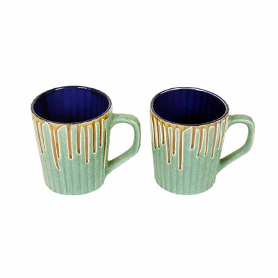 Turquoise Drip Mugs - Set of 2 - Dining & Kitchen - 5