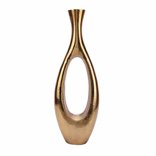 Oblong Vase in Raw Gold Finish Large Size 61-378-63-2
