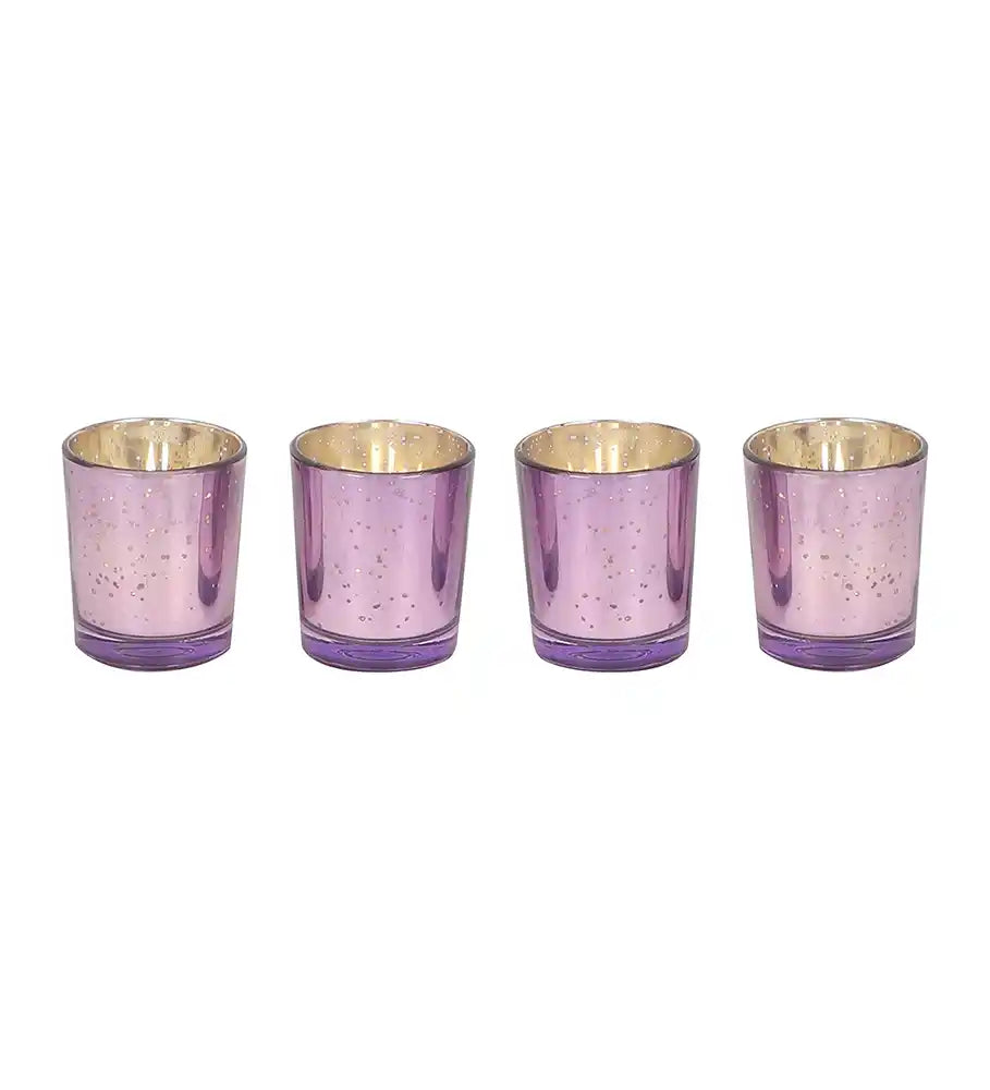 Three Layer Lotus With 4 Purple Glass Votive