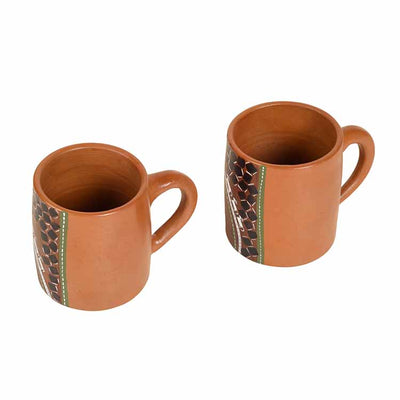 Knosh-1 Earthen Cups with Tribal Motifs (4.5x3x3.6") - Dining & Kitchen - 4