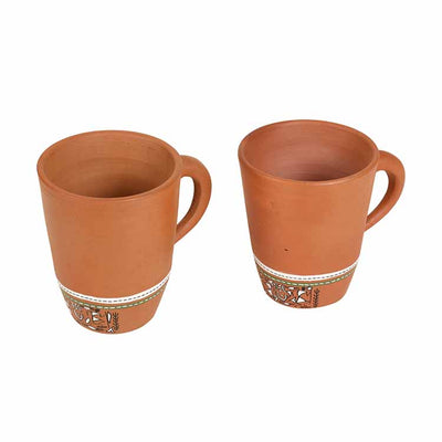Knosh-3 Earthen Mugs with Tribal Motifs - Set of 2 - Dining & Kitchen - 2