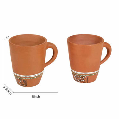 Knosh-3 Earthen Mugs with Tribal Motifs - Set of 2 - Dining & Kitchen - 5