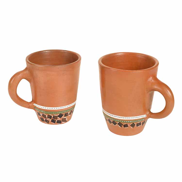 Knosh-4 Earthen Mugs with Tribal Motifs - Set of 2 - Dining & Kitchen - 2