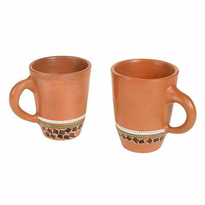 Knosh-4 Earthen Mugs with Tribal Motifs - Set of 2 - Dining & Kitchen - 2