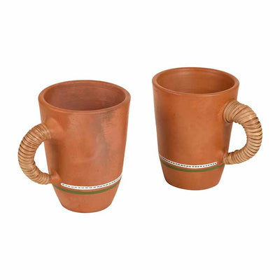 Knosh-5 Earthen Mugs with Caned Handle - Set of 2 - Dining & Kitchen - 2