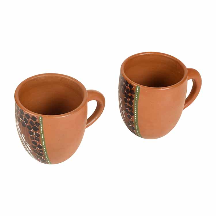 Knosh-6 Earthen Cups with Tribal Motifs - Set of 2 - Dining & Kitchen - 2
