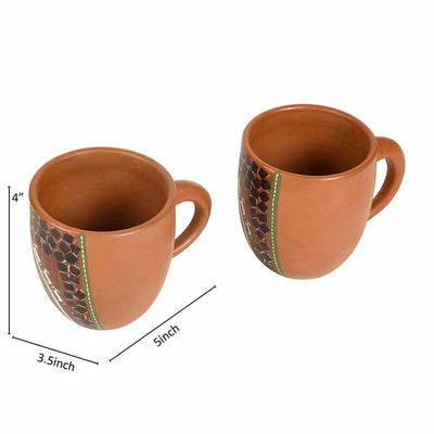 Knosh-6 Earthen Cups with Tribal Motifs - Set of 2 - Dining & Kitchen - 5