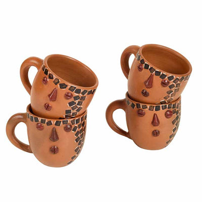 Knosh-B Earthen Cups with Tribal Motifs - Set of 4 - Dining & Kitchen - 2