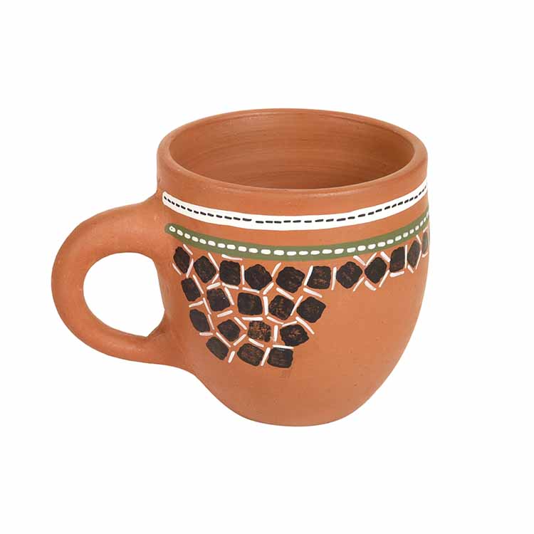 Knosh-L Earthen Cups with Tribal Motifs - Set of 6 - Dining & Kitchen - 3