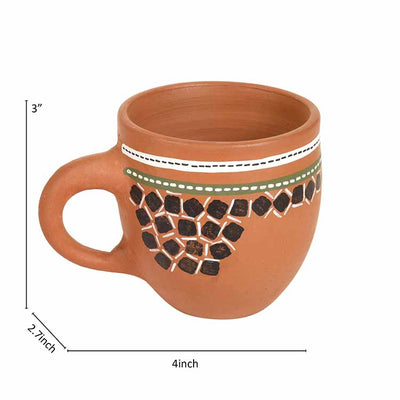 Knosh-L Earthen Cups with Tribal Motifs - Set of 6 - Dining & Kitchen - 5