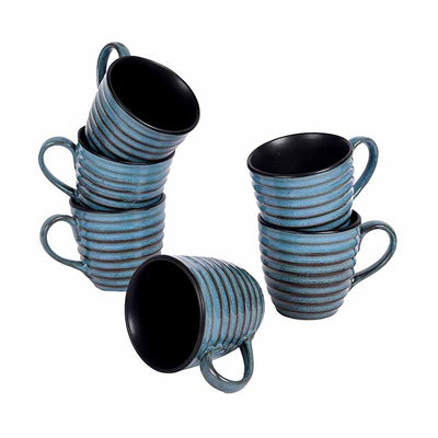 Cup Ceramic Blue - Set of 6 (4x3x3") - Dining & Kitchen - 2