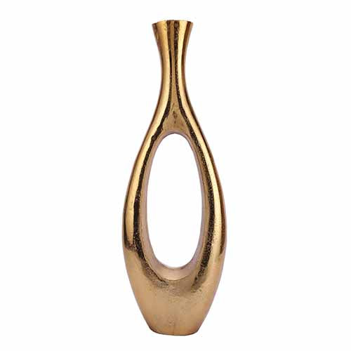 Oblong Vase in Raw Gold Finish Small Size 61-378-55-2