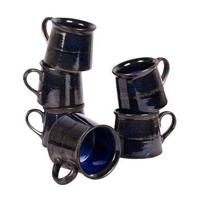 Cup Ceramic Dark Blue - Set of 6 (4x2.7x2.7") - Dining & Kitchen - 5
