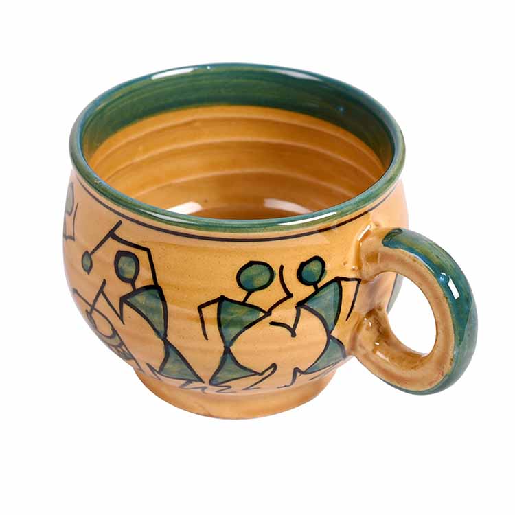 Cup Ceramic Warli Yellow - Set of 6 - Dining & Kitchen - 4