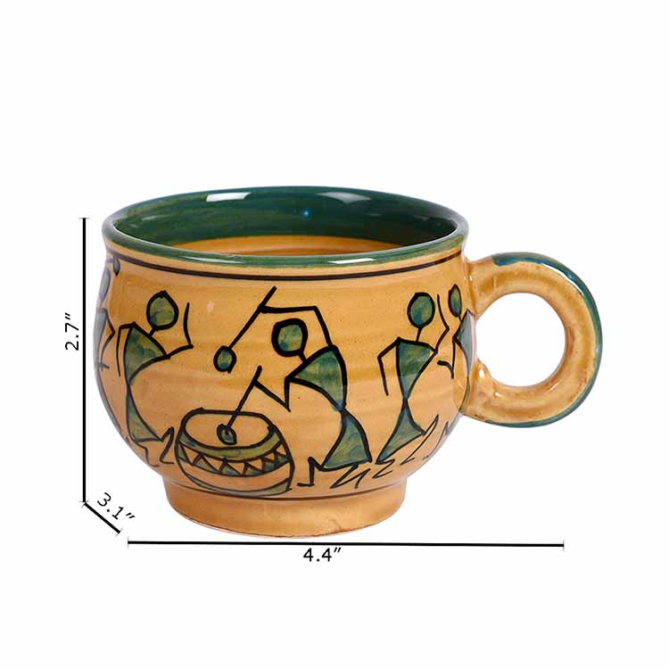 Cup Ceramic Warli Yellow - Set of 6 - Dining & Kitchen - 5