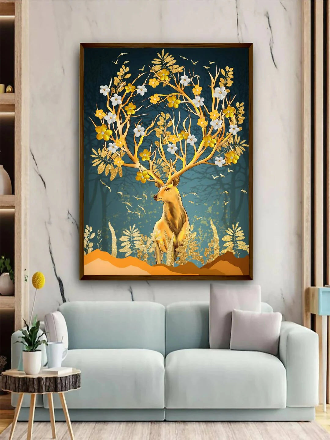 Abstract Deer & Flowers - Wall Decor - 1