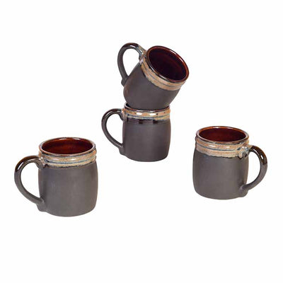 Elemental Brown Tea Cups - Set of 4 (4.5x3x4") - Dining & Kitchen - 5