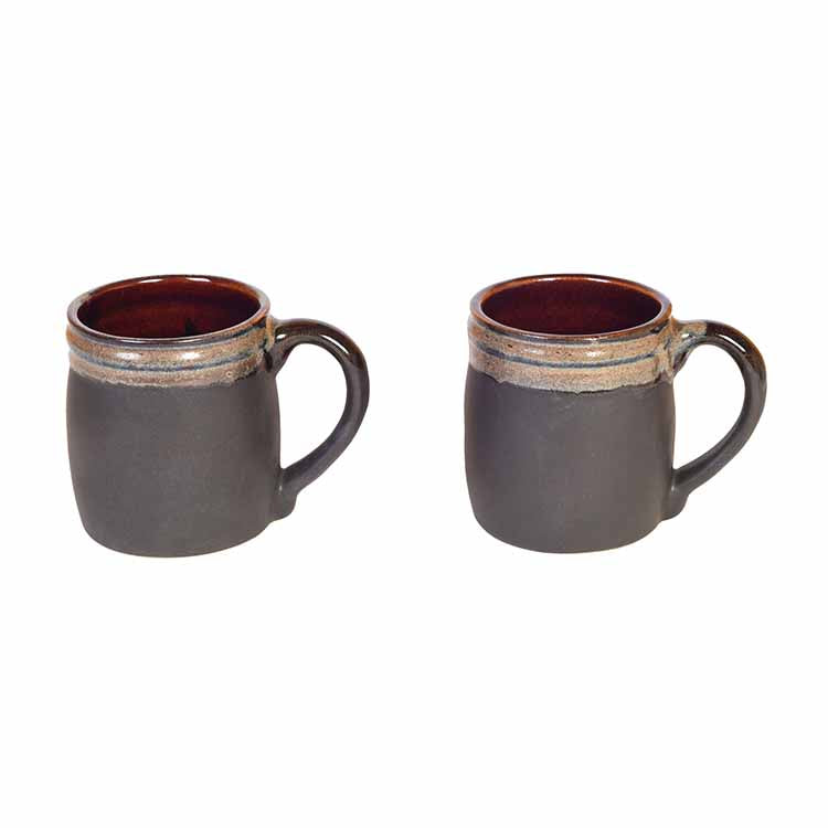 Elemental Brown Tea Cups - Set of 4 (4.5x3x4") - Dining & Kitchen - 2