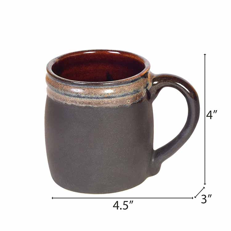 Elemental Brown Tea Cups - Set of 4 (4.5x3x4") - Dining & Kitchen - 4