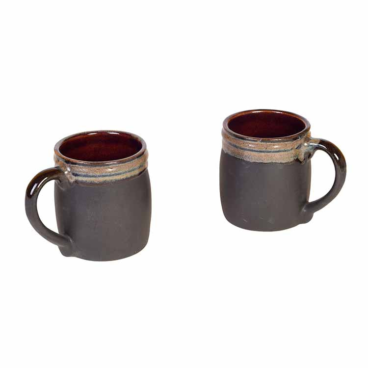Elemental Brown Tea Cups - Set of 2 (4.5x3x4") - Dining & Kitchen - 5