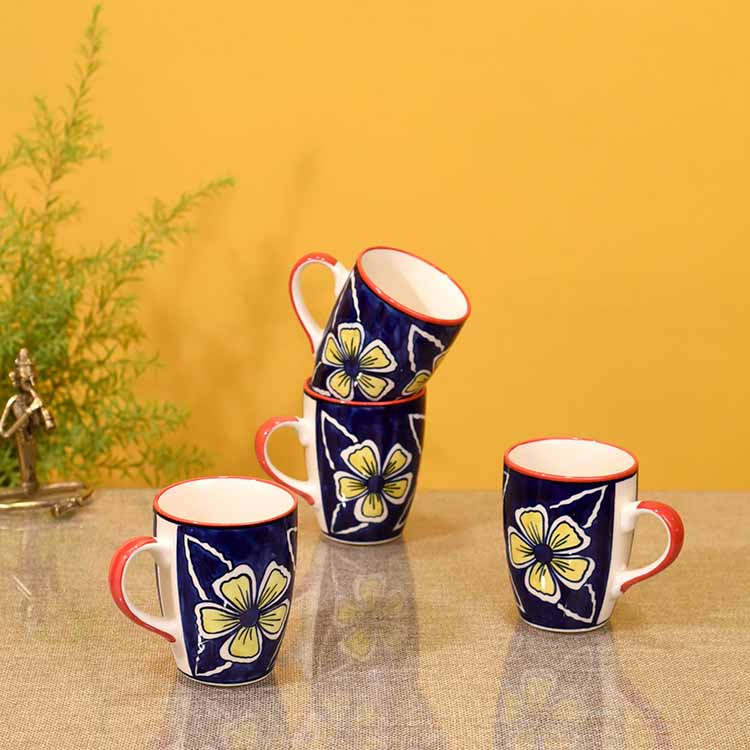 Flowers of Ecstasy Coffee Mugs - Set of 4, Azure - Dining & Kitchen - 2
