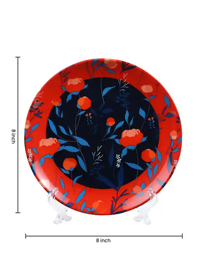8" Coral Floral Ceramic Printed Medium Wall Decor Plate