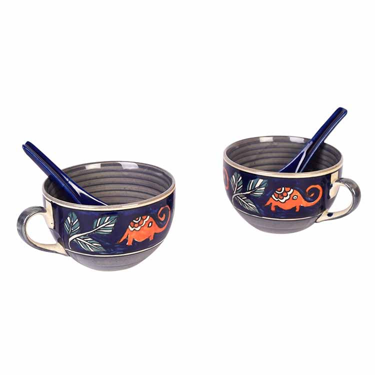 Morning Tuskers Soup Bowls w/Spoons - Set of 2 - Dining & Kitchen - 2