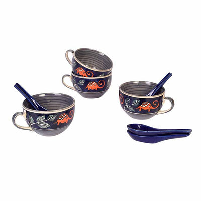 Morning Tuskers Soup Bowls w/Spoons - Set of 4 - Dining & Kitchen - 4