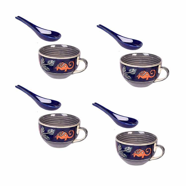 Morning Tuskers Soup Bowls w/Spoons - Set of 4 - Dining & Kitchen - 2