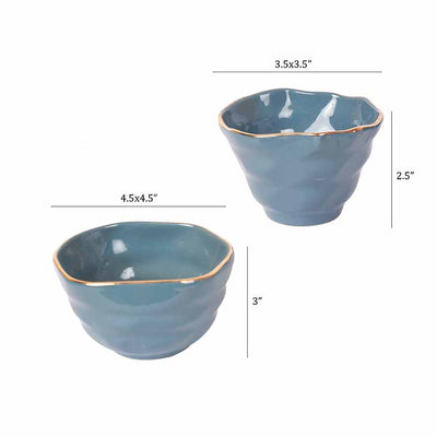 Teal Blue Sweet Bowls (2 Small & 2 Big) - Set of 4 - Dining & Kitchen - 4