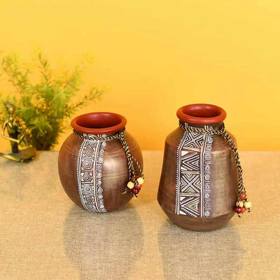 Simmering Sand Handpainted Terracotta Vase - Set of 2 - Decor & Living - 1