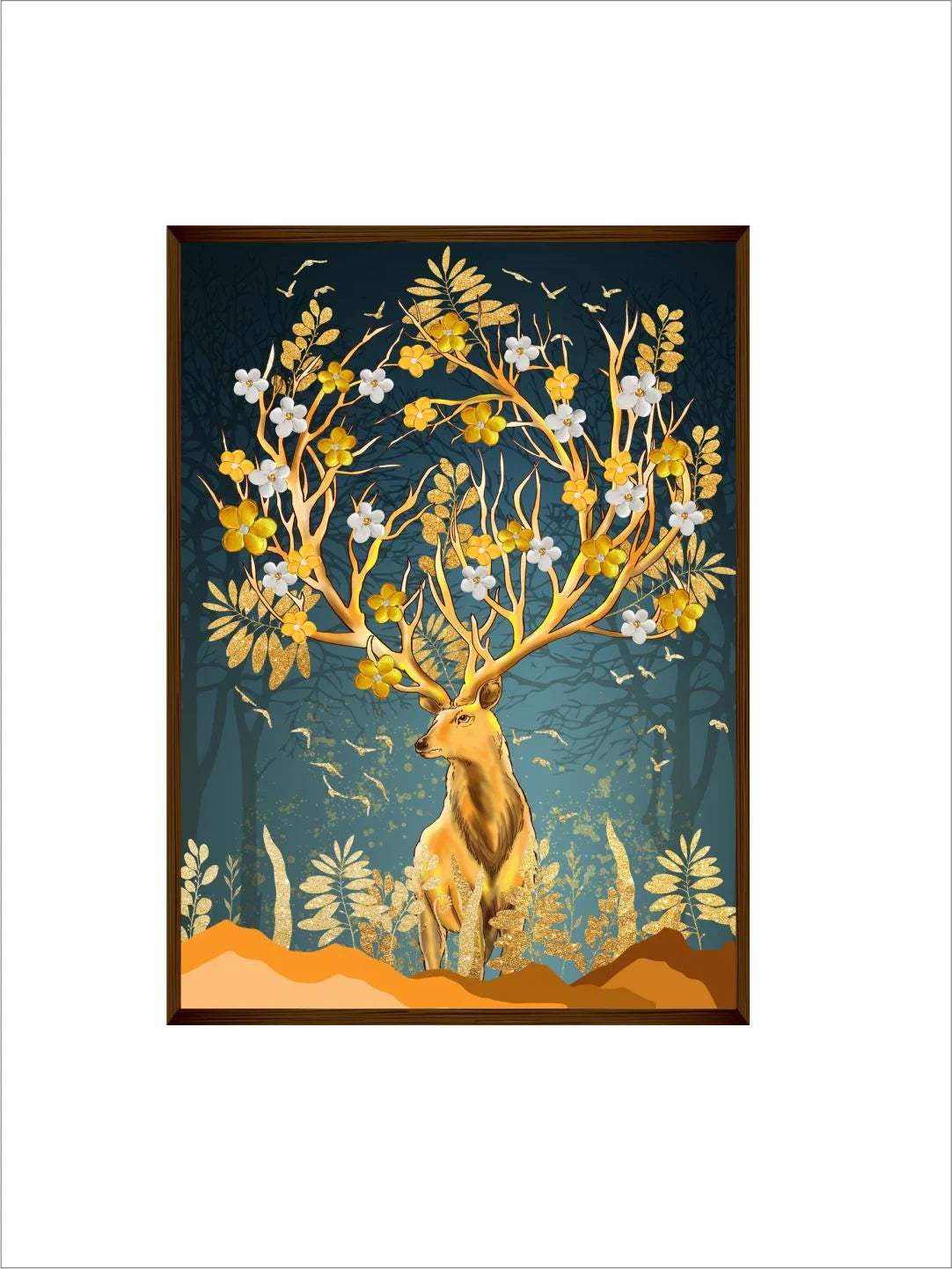 Abstract Deer & Flowers - Wall Decor - 2