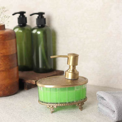 Bathtub Bliss Soap Dispenser Glass & Antique Brass 80-051-12