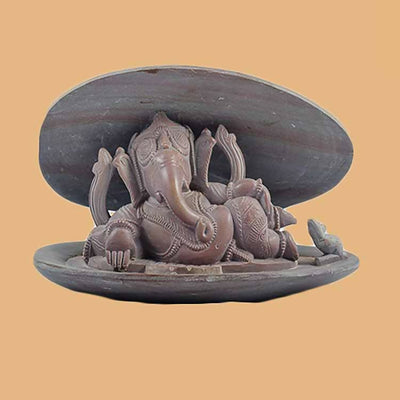 Stone Ganesha in Pearl Shell in Reclining Pose SC-99-90