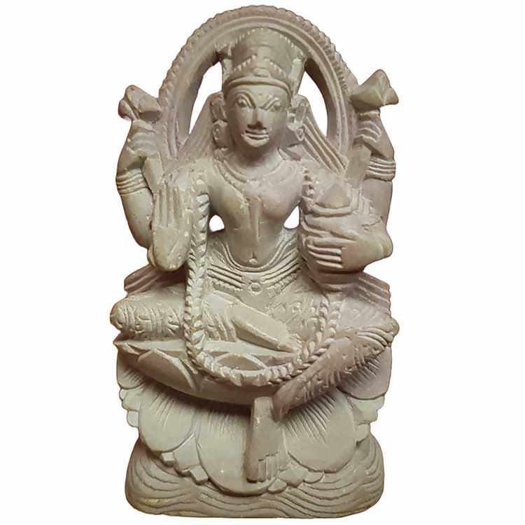 Stone Sculpture of Devi Lakshmi on Lotus Seat S-Stone-302
