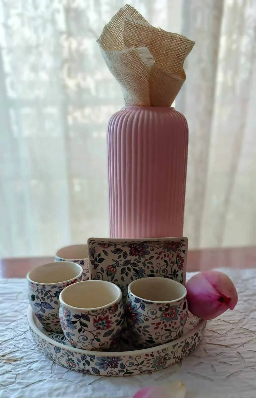 Lotus Platter with Ribbed Vase, Platter & Kulhads - Dining & Kitchen - 1