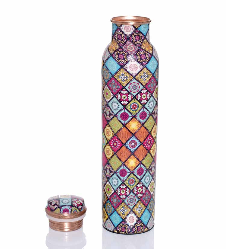 Multicolor Abstract Pattern Copper Bottle - Dining & Kitchen - 2