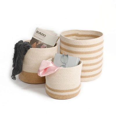 Cotton Dual Color Basket- Set of 3 Designs - Storage & Utilities - 4