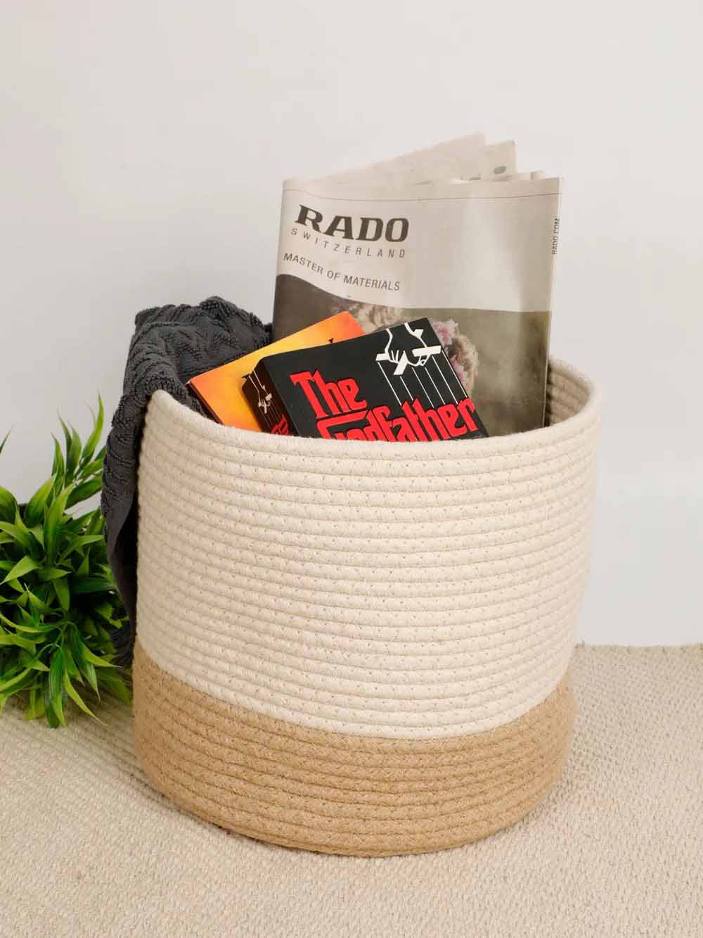 Cotton Dual Color Basket, Broad Line - Storage & Utilities - 2