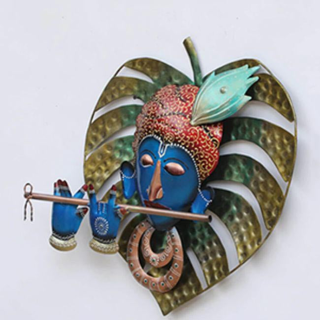 Metal Krishna With Flute Wall Art - Wall Decor - 2