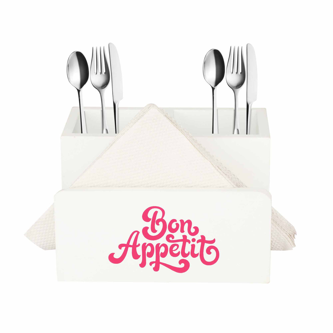 Ek Do Dhai Bon Appetit Cutlery And Tissue White Holder - Dining & Kitchen - 2