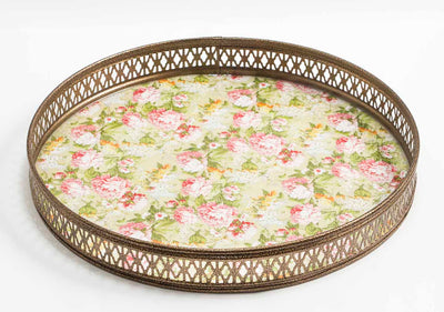 Vintage Green Floral Print Round Tray (Large) - Dining & Kitchen - 3