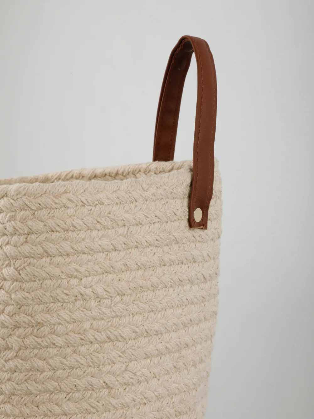 Cotton Plain Basket with Handle - Decor & Living - 5