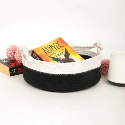 Cotton Dual Color shelf Basket with Handle - Storage & Utilities - 1