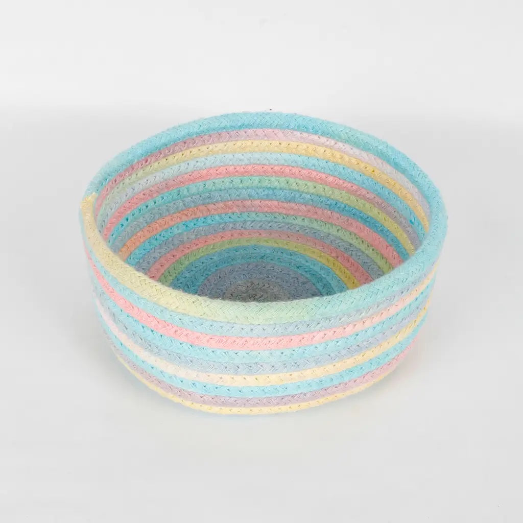 Colorful Stripes Cotton Basket, Multi Color - Storage & Utilities - 2