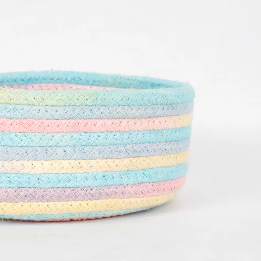 Colorful Stripes Cotton Basket, Multi Color - Storage & Utilities - 3