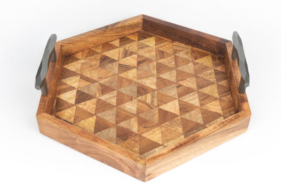 Tray Wooden Hex Mosaic - Dining & Kitchen - 4